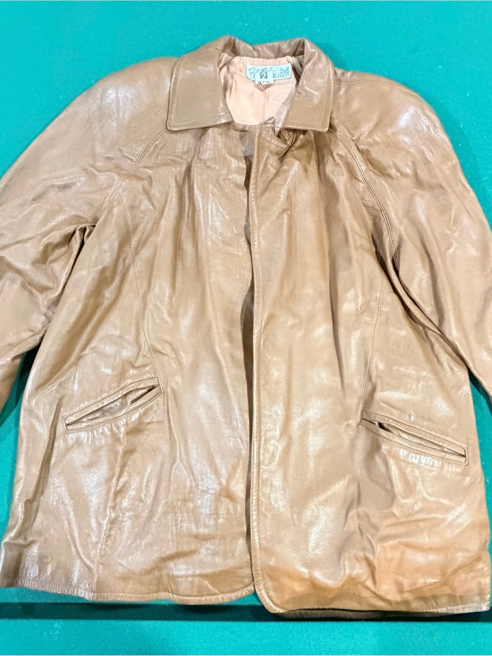 Bob Mackie Vintage Tan Leather Jacket